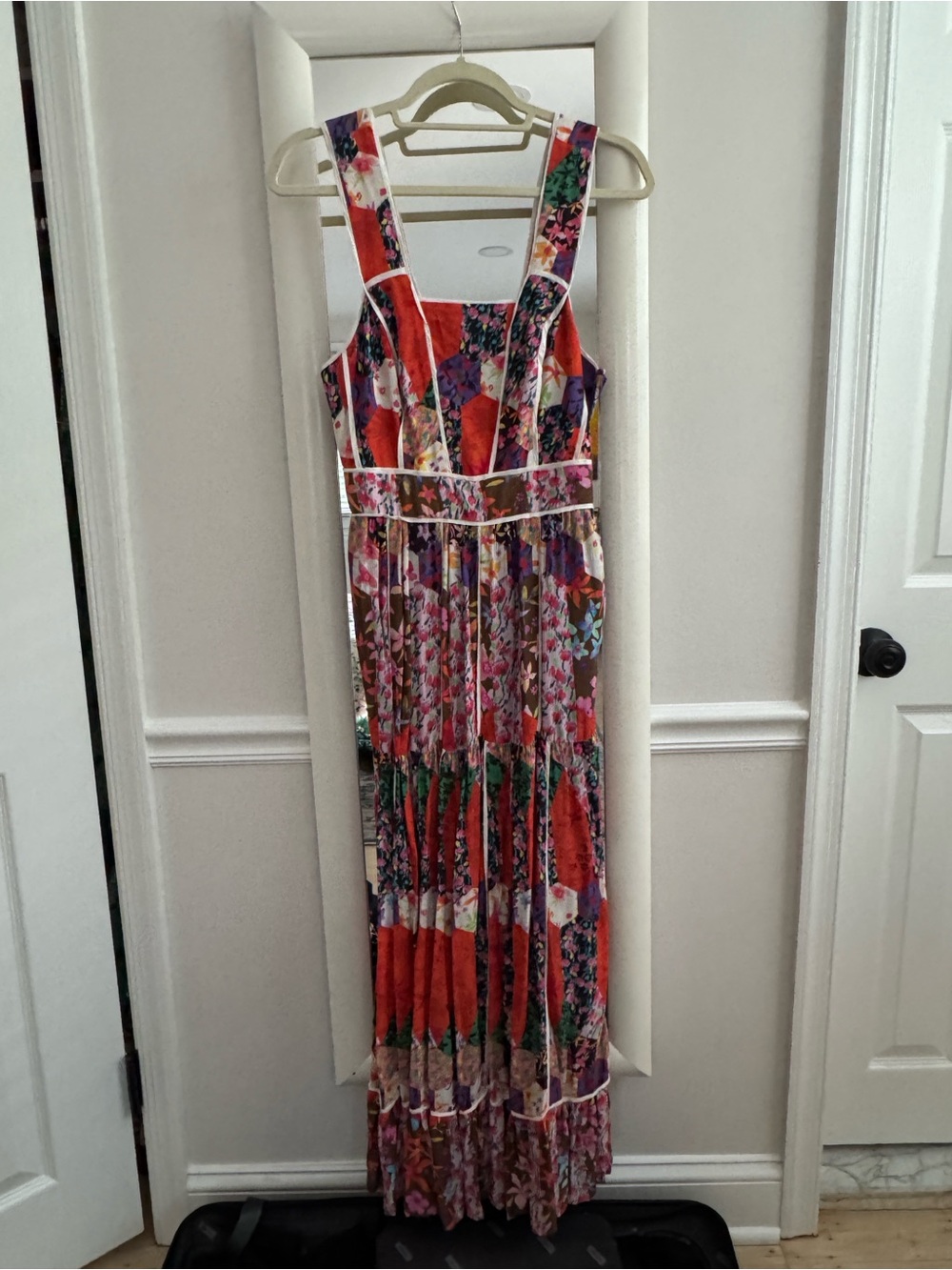 Anthropologie Floral Patchwork Maxi Dress - Red, Green & Purple
